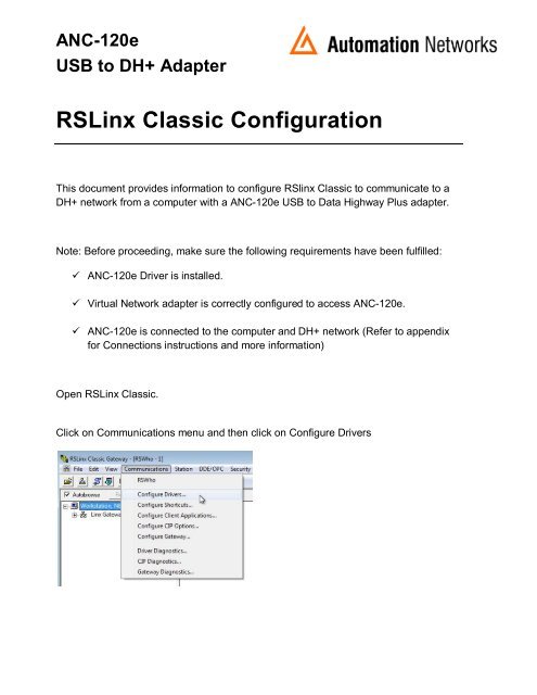 Rslinx Classic Manual